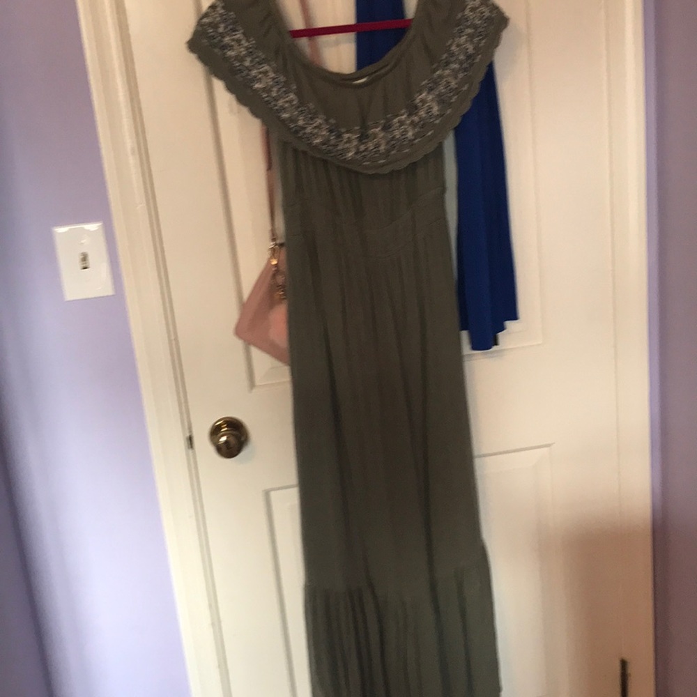 long olive green dress